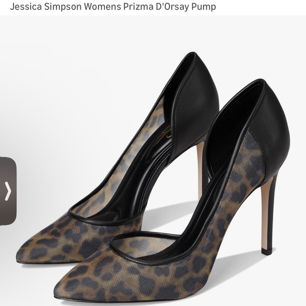 Jessica Simpson Leopard Mesh D'Orsay Pump with Black Heel